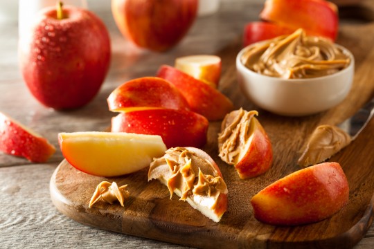 Organic Apples and Peanut Butter to Snack on